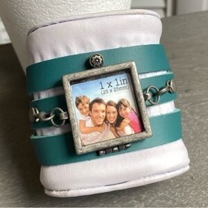 Teal Picture Frame Wrap Bracelet